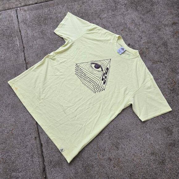 Vtg Y2k NIKE ACG Abstract Eye Pyramid Graphic Outdoors Gorp Dri Fit Tee Shirt Lg - Picture 2 of 6